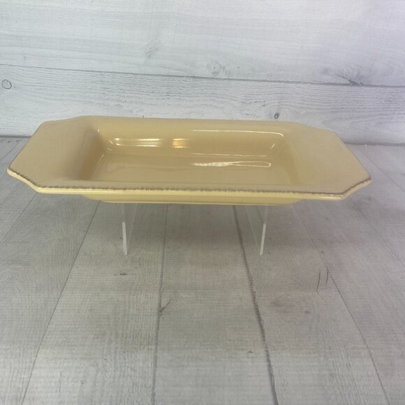 Taste of Home Entertaining Yellow Brown Edge Large Rim Ceramic Serving Tray - Picture 5 of 16